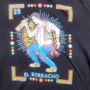 El Borracho Loteria Graphic T-Shirt Mens Black Size‎ Medium Lane Seven